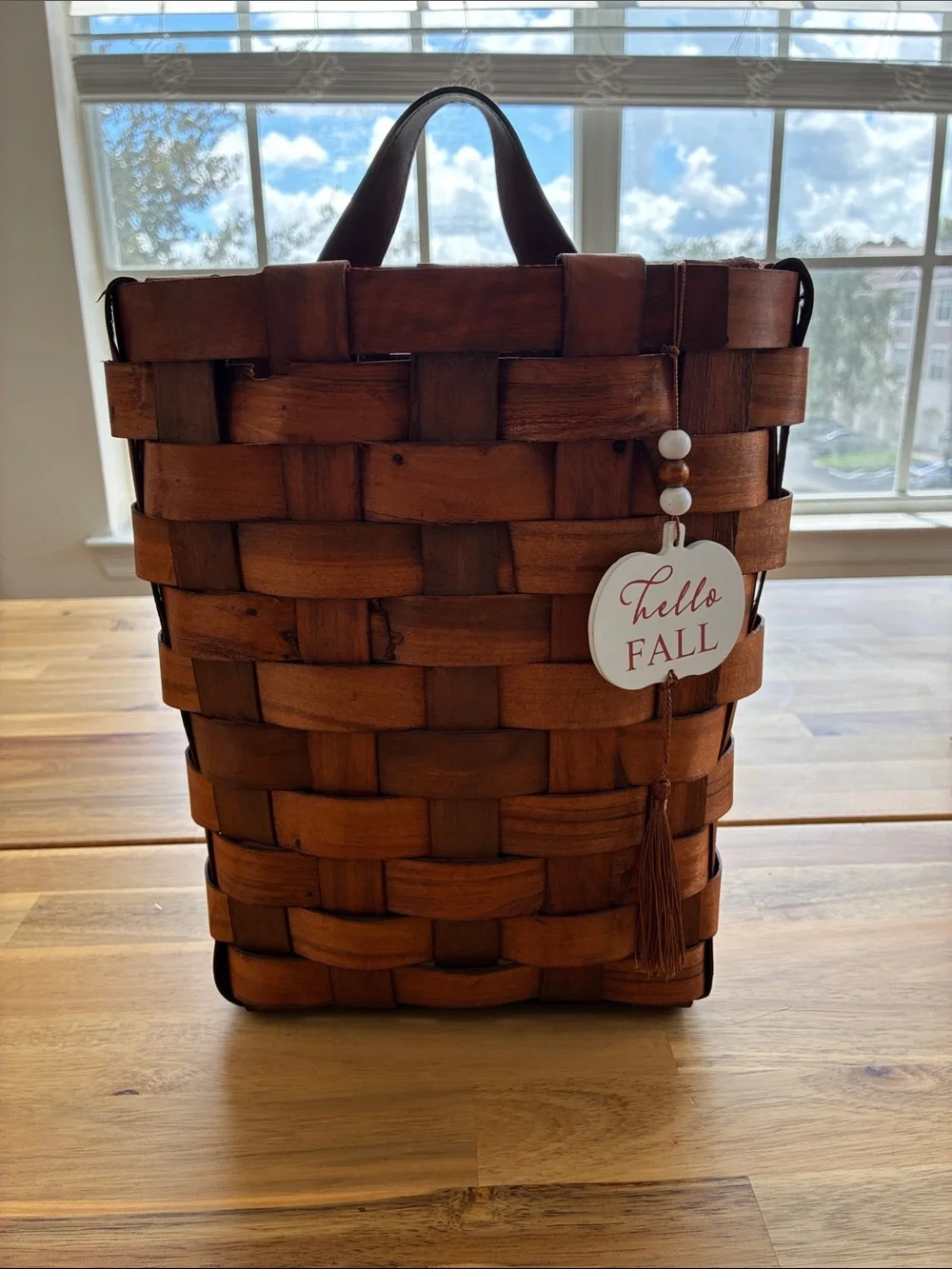 Rustic Woven Hanging Wall Basket with 